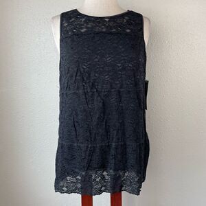 NWT Passports Black Sleeveless Top Size L